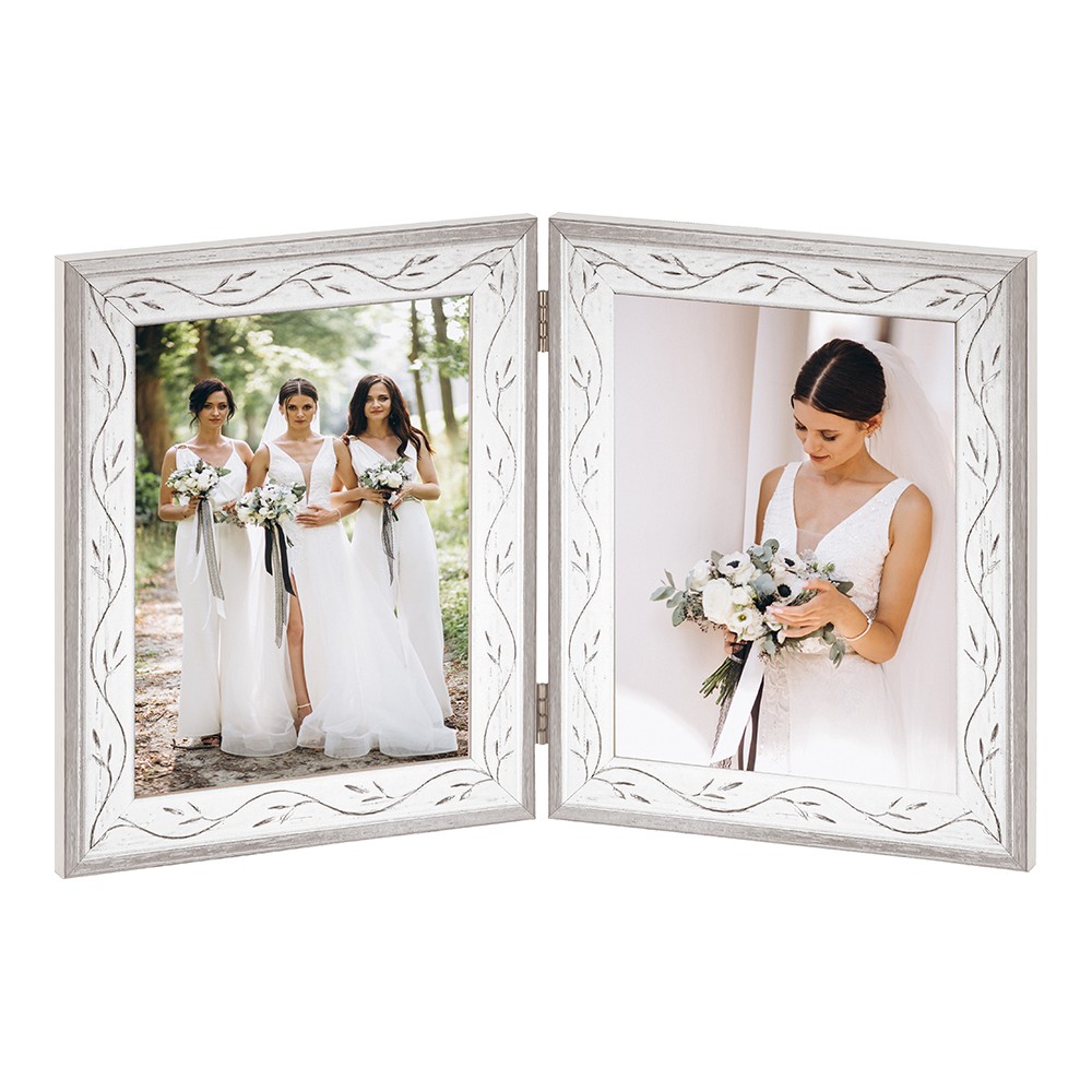 El marco de fotos doble contiene 2 certificados / fotos A4 en un marco de  madera blanca de 22 mm -  México